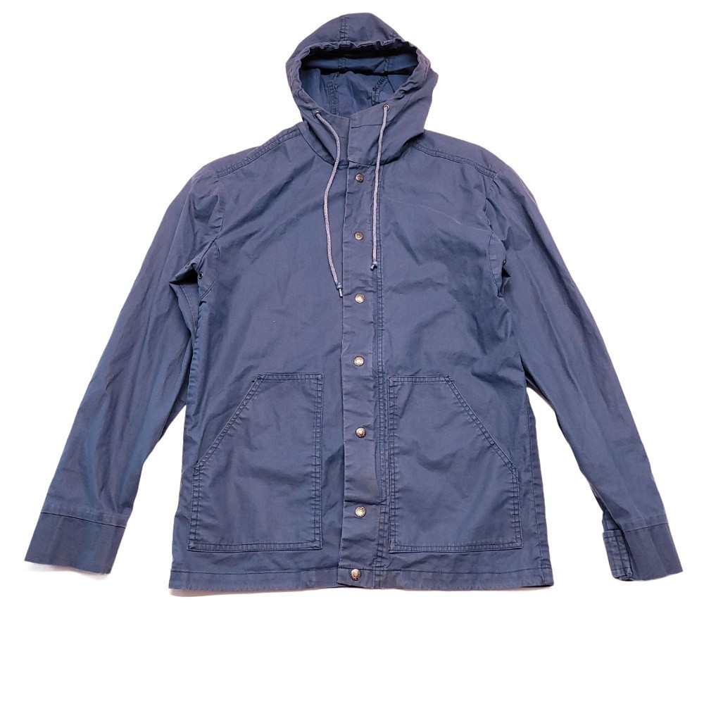 Sperry Top-Sider Snap Jacket Women XS Drawstring Hooded Blue Nautical Vented